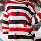 Daverri Stars and Stripes sweater: red, black, white stripes, star patterns