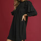 Umgee Linen Ruffle Shoulder Pleated Babydoll Dress