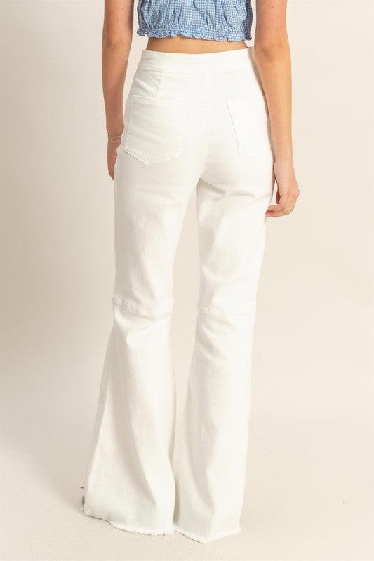 HYFVE Raw Hem High-Waist Washed Flared Jeans Jeans