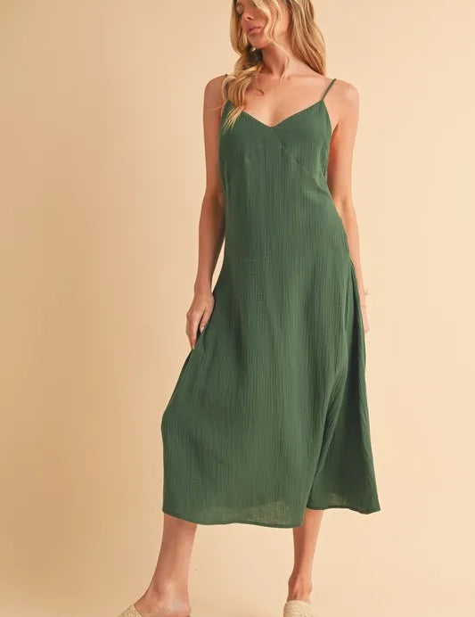 Aemi+Co Side Button Midi Cami Dress | Cami Dresses Daverri Fashions