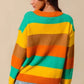 SO ME Multi Color Stripe Sweater with Ribbed Detail - DAVERRI FASHIONS