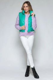 Snobbish Zip Up Turtleneck Shiny Quilted Vest | Vest Jackets Daverri Fashions
