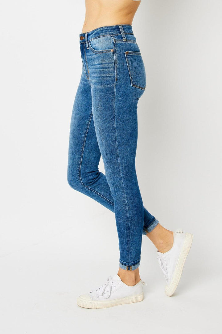 Judy Blue Full Size Cuffed Hem Low Waist Skinny Jeans Jeans