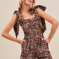 SO ME Leopard Flowy Woven Romper With Tie Straps LEOPARD Rompers