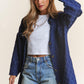 J.NNA Rhombus Stitched Button Up Denim Shacket Dark Denim Shackets