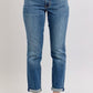 Judy Blue Full Size Mid Rise Skinny Cuff Jeans with Pockets Plus Size - DAVERRI FASHIONS