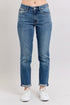 Judy Blue Full Size Mid Rise Skinny Cuff Jeans with Pockets Plus Size - DAVERRI FASHIONS