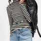 Daverri Fashions Exposed Seam Striped Turtleneck Long Sleeve T-Shirt - DAVERRI FASHIONS
