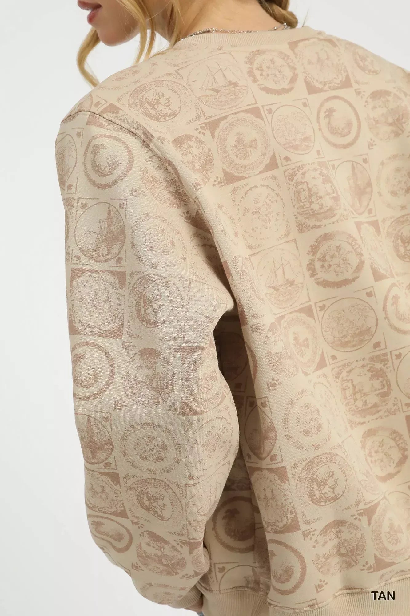 Umgee Coin Stamp Print Sweatshirt - DAVERRI FASHIONS