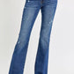 RISEN Full Size Distressed Mid Rise Flare Jeans Plus Size - DAVERRI FASHIONS