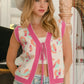 BiBi Leopard Sweater Vest With Front Tie and Scallop Detail Vests