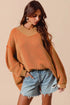 SO ME Oversized Two Tone Textured V Neck Sweater - DAVERRI FASHIONS