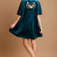 Umgee Embroidered Half Sleeve Velvet Mini Dress with Tassel Mini Dresses