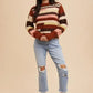 Annie Wear Color Block Round Neck Long Sleeve Sweater - DAVERRI FASHIONS