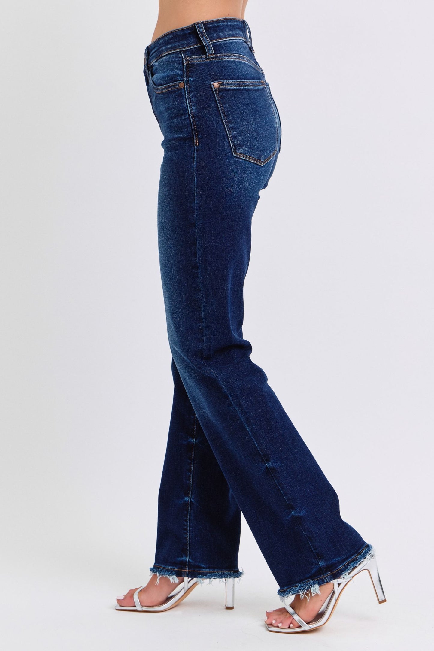 Judy Blue Full Size Raw Hem Straight Leg Jeans Jeans