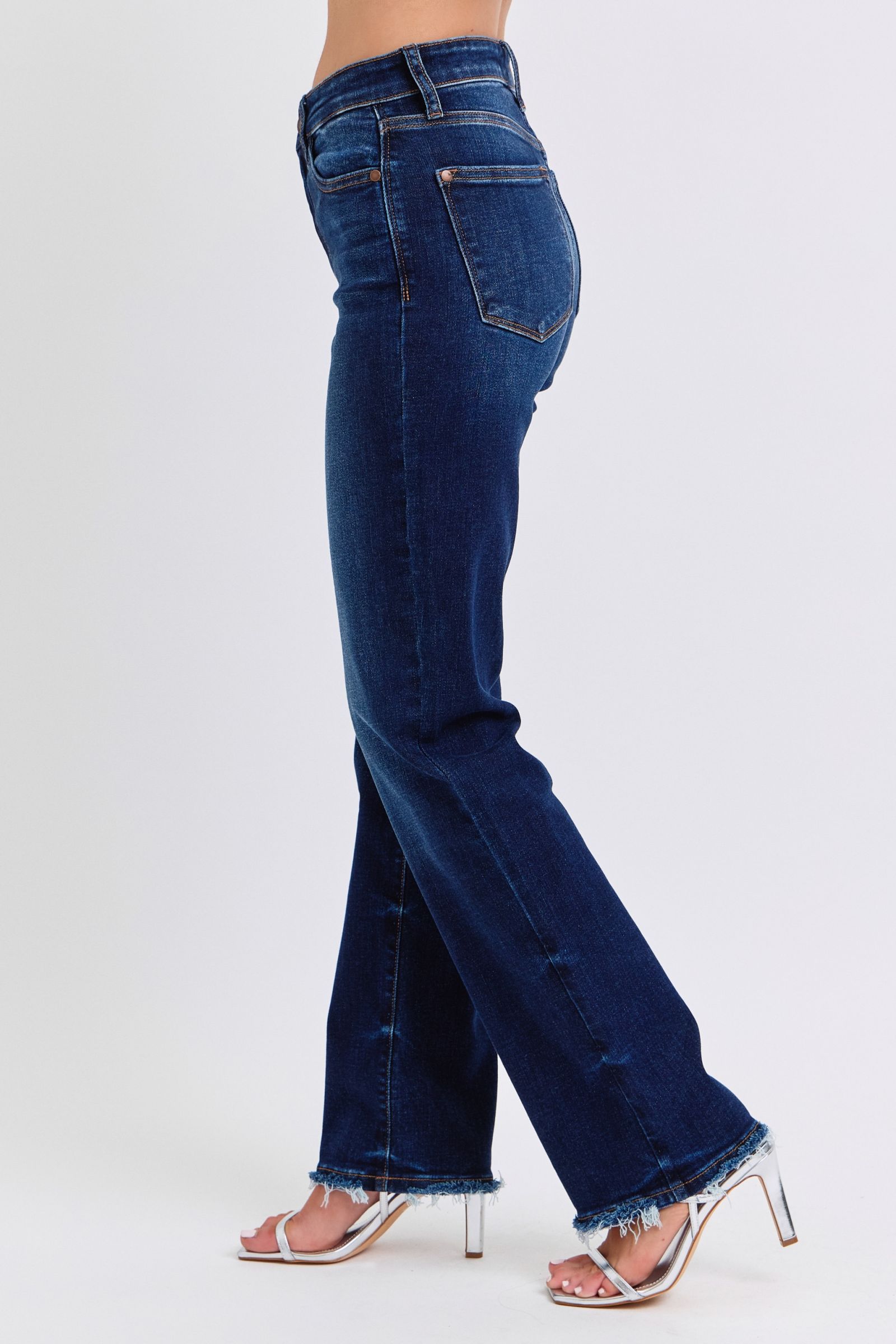 Judy Blue Full Size Raw Hem Straight Leg Jeans Jeans