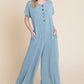 BOMBOM Rib Knit Jumpsuit with Button Detail Jumpsuits
