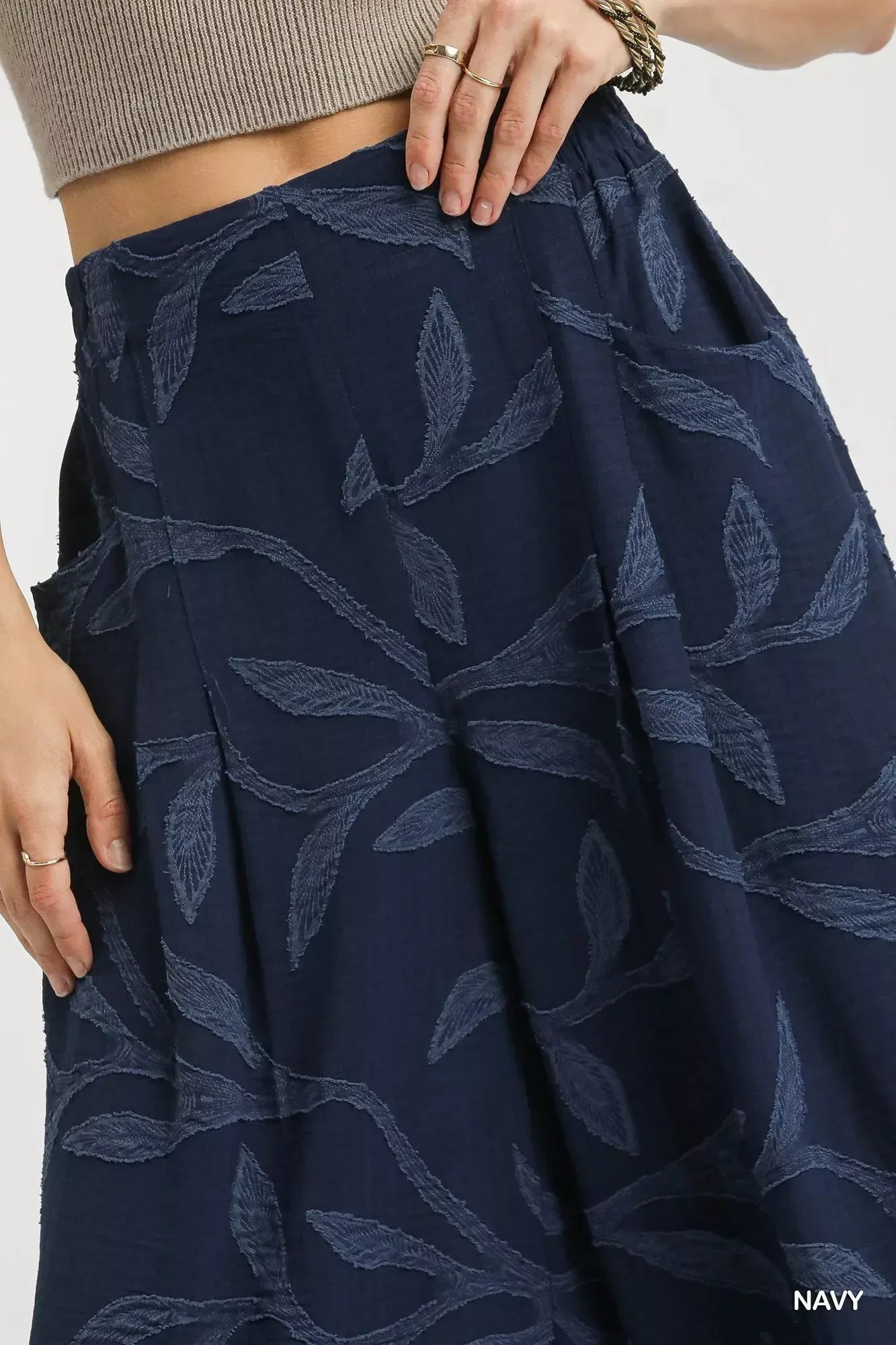 Umgee Jacquard Wide-Leg Pants - DAVERRI FASHIONS