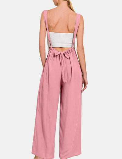 Zenana Pocketed Wide Strap Wide Leg Overalls