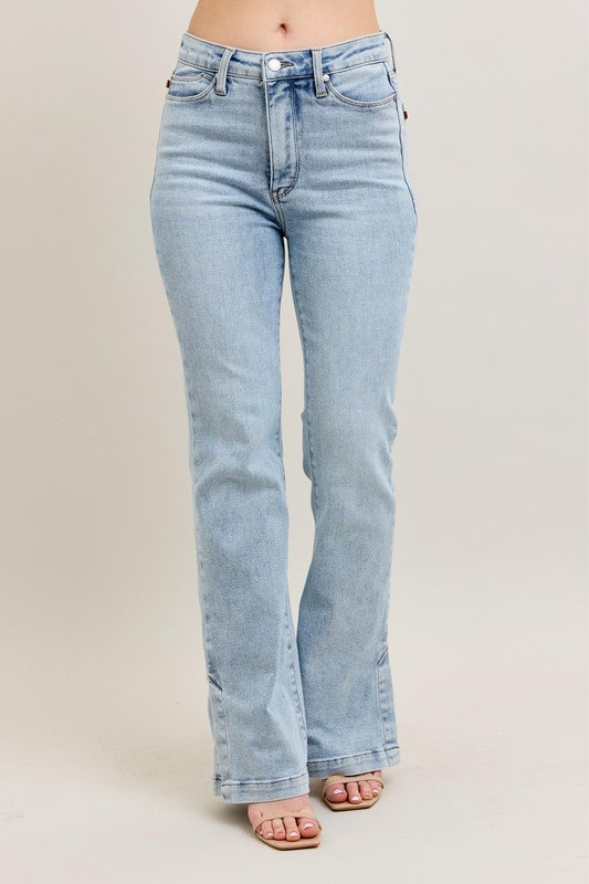 Judy Blue Tummy Control Vintage Wash Side Slit Slim Boot Jeans Jeans