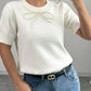 Pearl Bow Embellished Round Neck Sweater - DAVERRI FASHIONS
