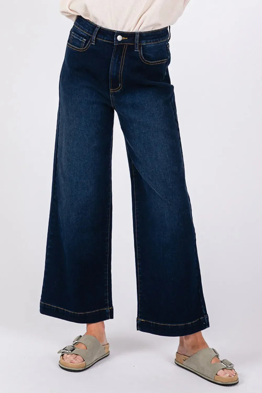 SAGE + FIG High Waist Wide Leg Jeans - DAVERRI FASHIONS