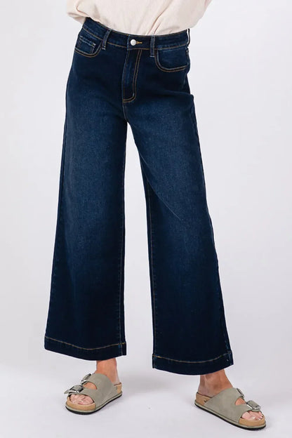 SAGE + FIG High Waist Wide Leg Jeans - DAVERRI FASHIONS