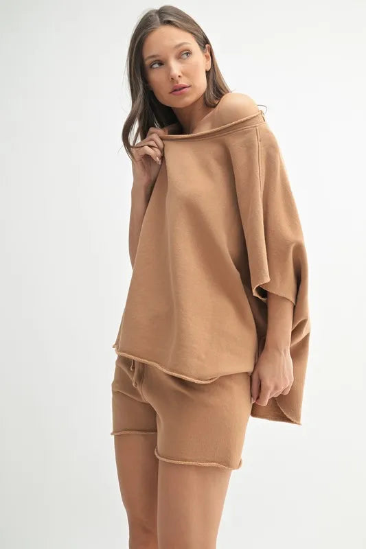 MONO B Malibu Vintage Dolman Top MOCHA 25 Tops