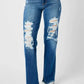 Judy Blue Full Size Mid Rise Distressed Raw Hem Jeans - DAVERRI FASHIONS