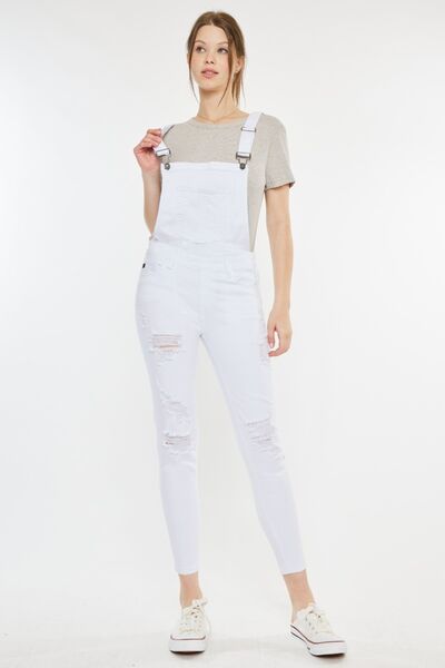 Kancan Distressed Skinny Denim Overalls Overalls