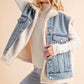 Aemi + Co Denim Patch Sherpa Vest Coat Jackets