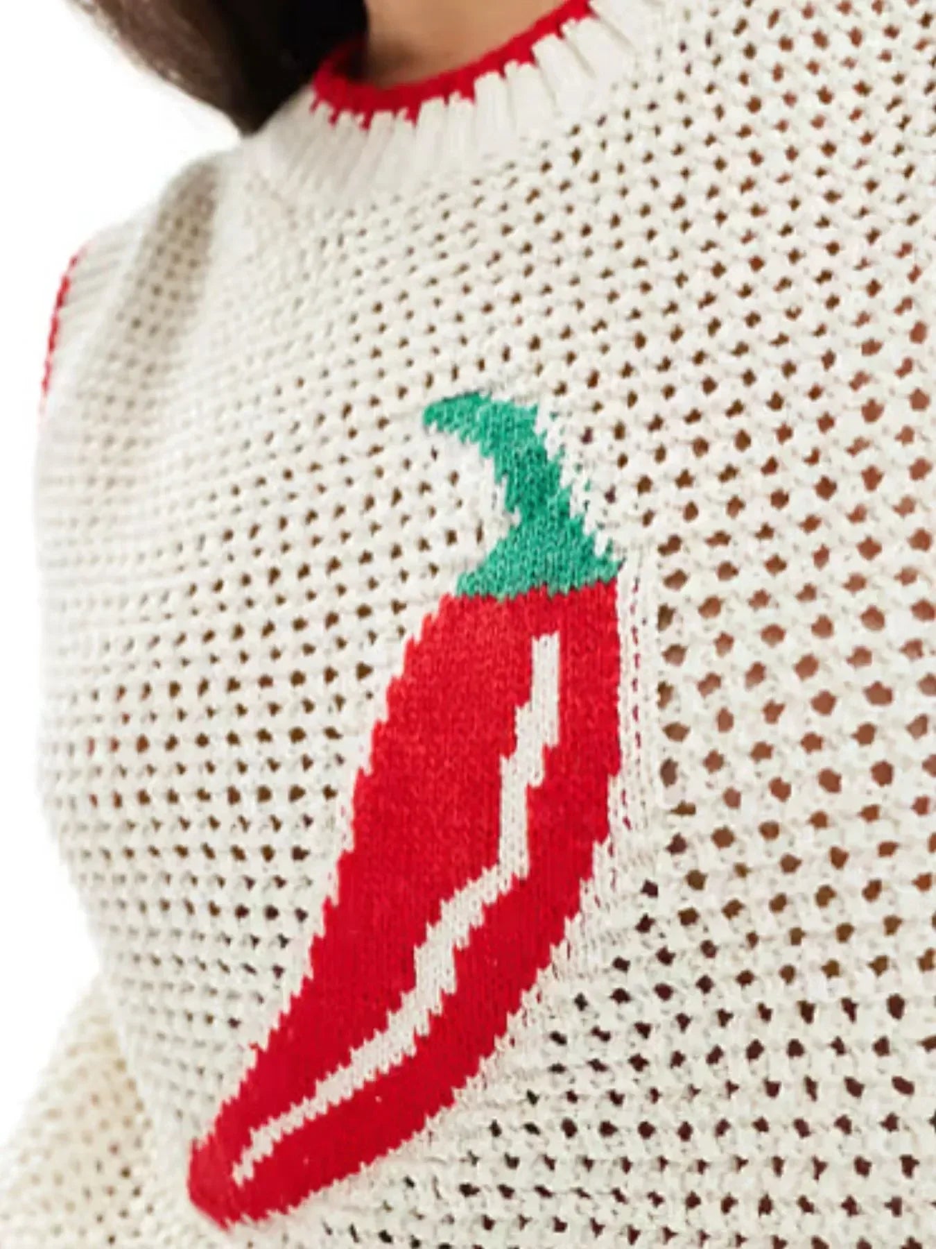 Chili Pepper Crochet Knit Tank Top - DAVERRI FASHIONS