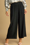 Umgee high-waisted embellished linen pants in black with metallic dots