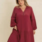 Plus Size Bohemian Tiered Maxi Dress with Balloon Sleeves - DAVERRI FASHIONS