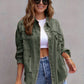 Distressed Drop Shoulder Denim Jacket - DAVERRI FASHIONS