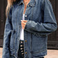 Scallop Trim Collar Patched Pocket Button Up Denim Jacket - DAVERRI FASHIONS