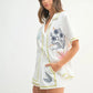 MABLE Embroidered Button Down Shirt and Shorts Set Outfit Sets