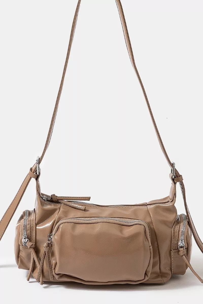 KA One Size Fame Glossy Faux Leather Multi Pocket Hand Bag | Handbags Daverri Fashions