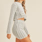 MABLE Houndstooth Cropped Knit Cardigan and Mini Skirt Set Outfit Sets