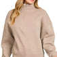 Zenana Fleece High Neck Half Zip Sweatshirt Ash Mocha - DAVERRI FASHIONS
