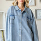 First Love Smile Face Button Down Raw Hem Denim Jacket - DAVERRI FASHIONS