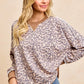 BiBi Leopard Printed French Terry Sweatshirt in taupe-gray print