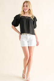 And The Why Square Neck Ruffled Blouse | Blouses Daverri Fashions