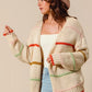SO ME Loose Fit Multi Stripe Open Front Cardigan - DAVERRI FASHIONS