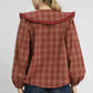 Umgee Full Size Plaid Ruffle Collar Blouse Plus Size - DAVERRI FASHIONS