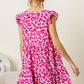 BiBi Leopard Cap Sleeve Tiered Mini Dress Mini Dresses