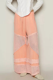 CORAL ORANGE POL Drawstring Elastic Waistband Wide-Leg Pants | Pants Daverri Fashions