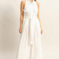 HYFVE Sleeveless Tie Waist Wide Leg Jumpsuit White Jumpsuits