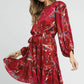 Umgee Ruffled Hem Printed Balloon Sleeve Dress Mini Dresses