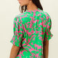 BiBi Smocked Cuff Floral Contrast Top Tops